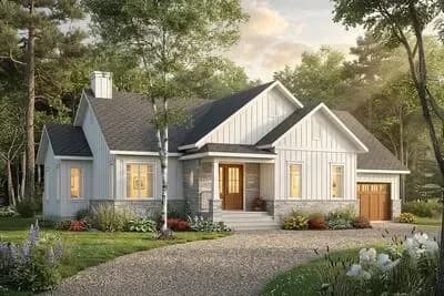 Charming Two Bedroom Country Farmhouse Ranch House Plan