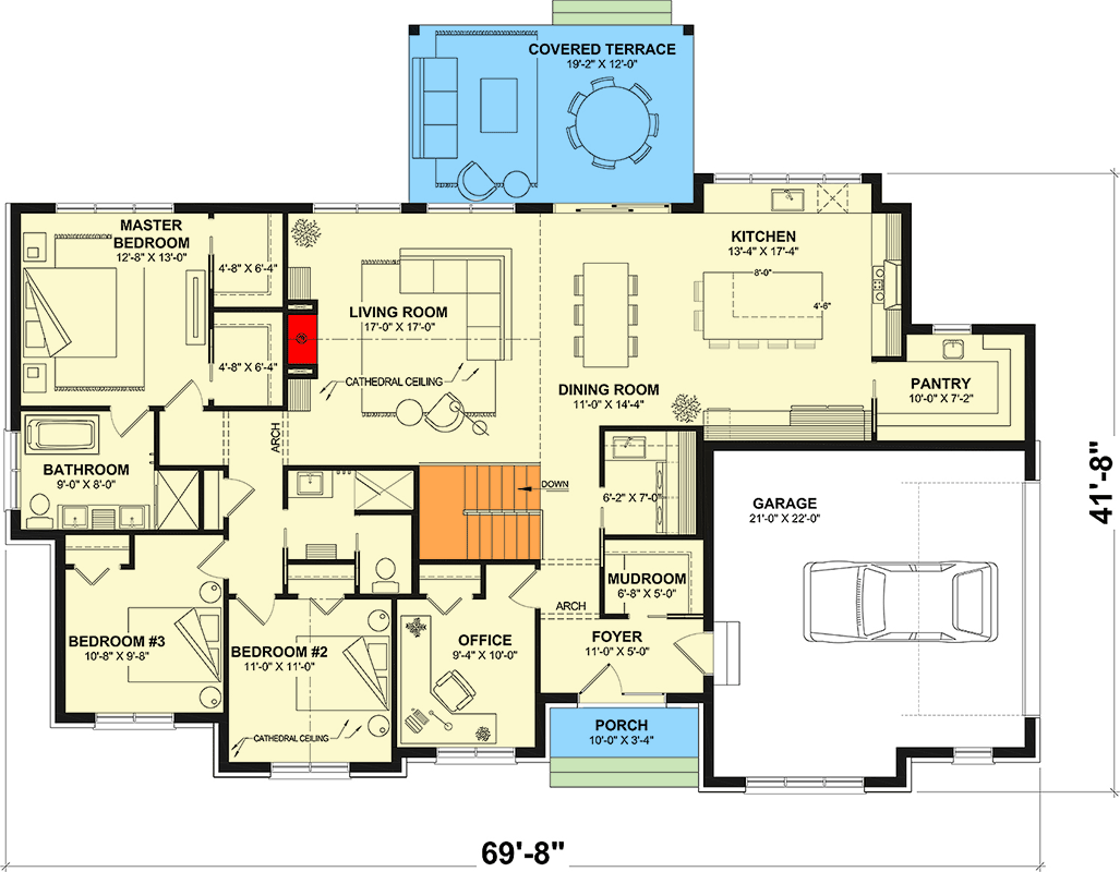 Plan 22760DR: Craftsman Northwest House Plan with Three Bedrooms and Two-Car Garage - Floor Plan - Image #3 - Craftsman, New American, Northwest