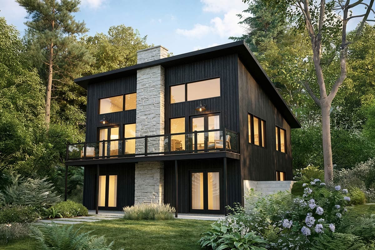 Plan image - 22762DR:Contemporary Three Bedroom Modern Vacation House Plan with Two Story Great Room