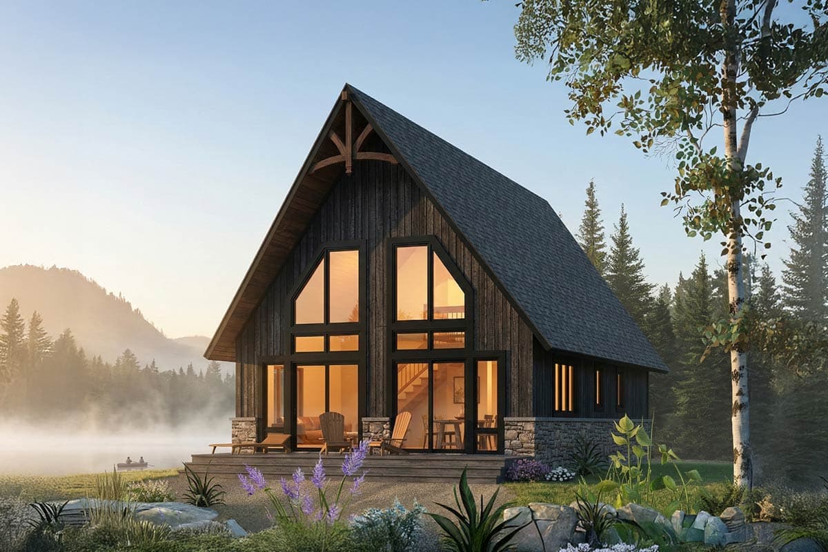 Plan image - 22765DR:Cozy Three Bedroom A-Frame Cabin House Plan with Loft Space