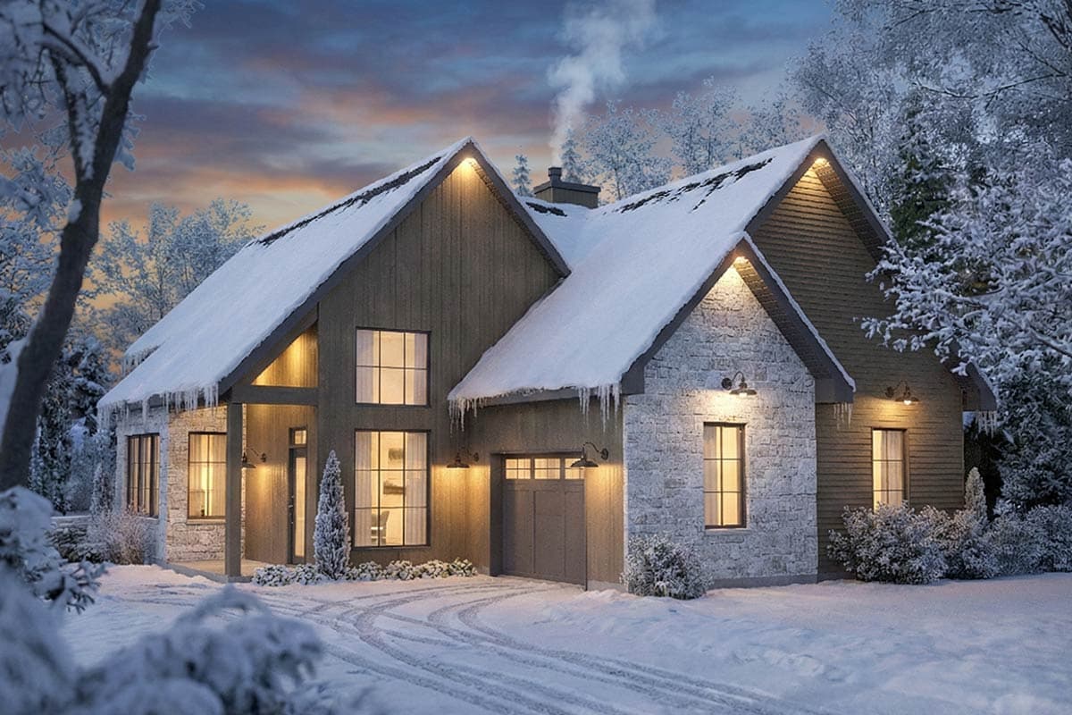 Plan 22766DR: Two-Bedroom Mountain Style House Plan with Courtyard Entry and Loft - Image #3 - Country, Mountain