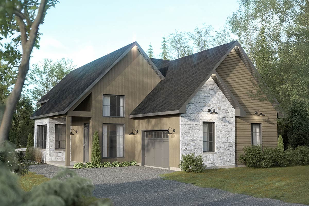 Plan image - 22766DR:Two-Bedroom Mountain Style House Plan with Courtyard Entry and Loft