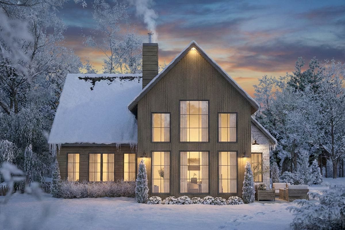 Plan 22766DR: Two-Bedroom Mountain Style House Plan with Courtyard Entry and Loft - Image #4 - Country, Mountain