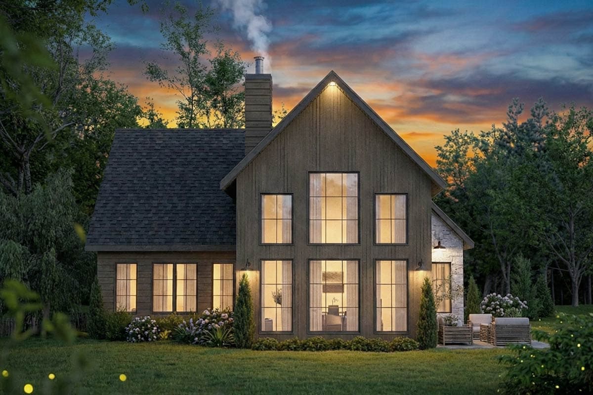 Plan 22766DR: Two-Bedroom Mountain Style House Plan with Courtyard Entry and Loft - Image #2 - Country, Mountain
