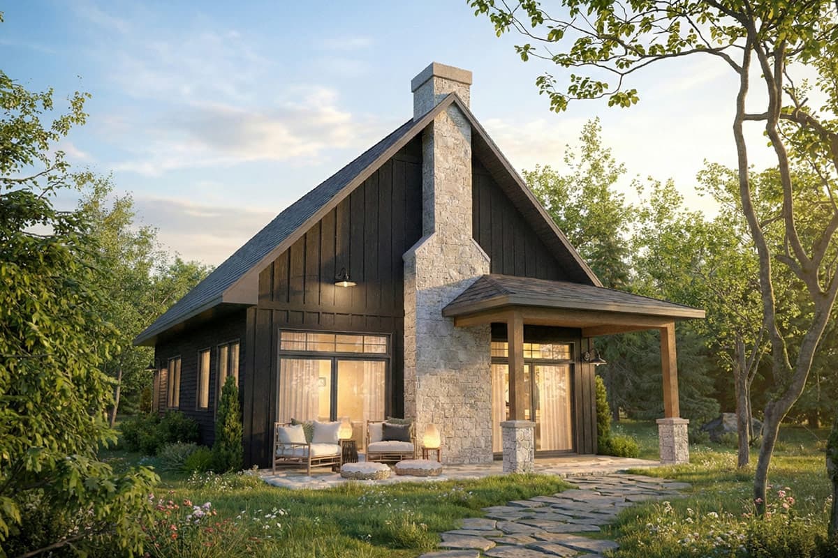 Plan image - 22767DR:Rustic Cottage House Plan with Two Bedrooms and Loft