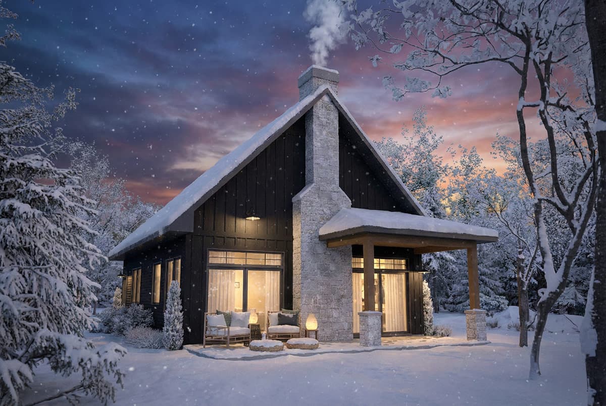 Plan 22767DR: Rustic Cottage House Plan with Two Bedrooms and Loft - Image #4 - Cabin, Cottage, Rustic