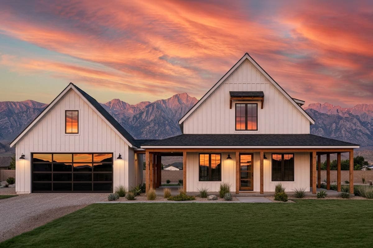 Plan image - 818211JSS:Modern Farmhouse House Plan with 3 Bedrooms and Wraparound Porch