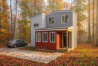 Boxes-Built Modern Tiny House Plan with Two Bedrooms and Loft
