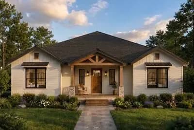 Two-Bedroom Farmhouse House Plan with Split Bedroom Layout