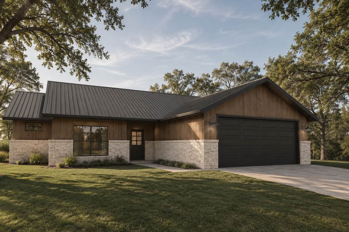 Plan 150030HRP: Three Bedroom Farmhouse House Plan with Two Car Garage - Image #3 - Country, Farmhouse, New American, Ranch, Rustic