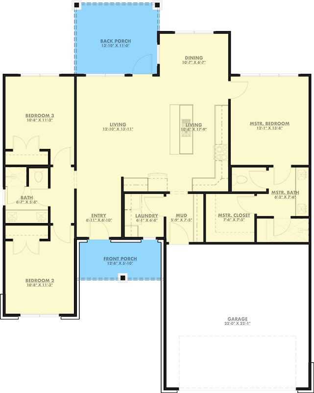 Plan 150031HRP: Charming Three-Bedroom Farmhouse House Plan with Split Bedroom Layout - Floor Plan - Image #8 - Country, Craftsman, Farmhouse, New American, Ranch