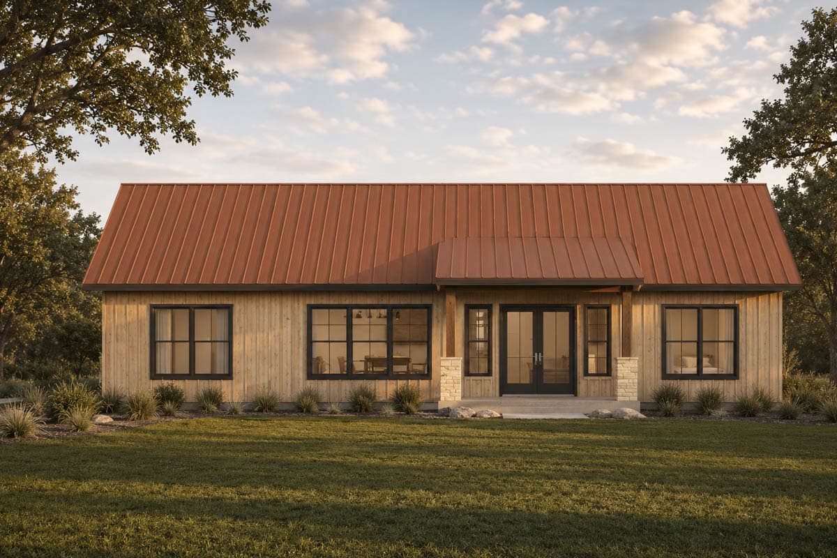 Plan 150032HRP: Three Bedroom New American Ranch House Plan with Two-Car Garage - Image #4 - Craftsman, Mountain, New American, Ranch