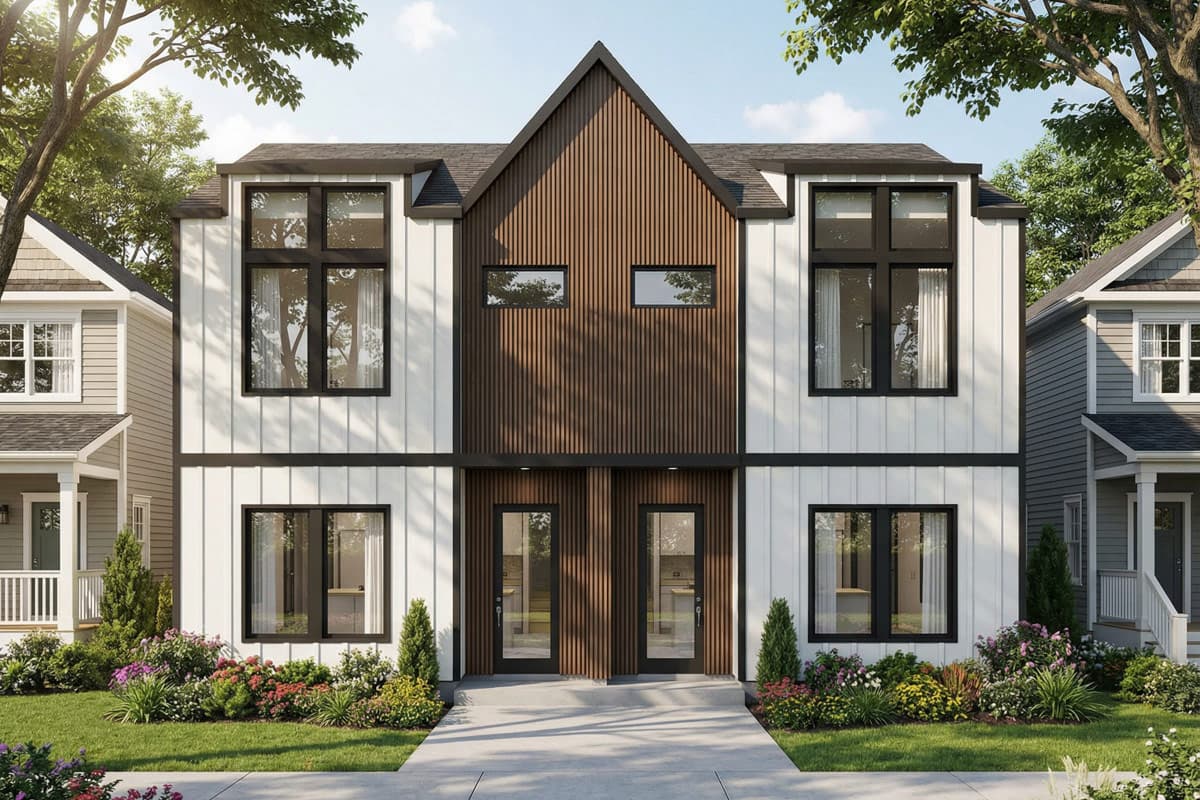 Plan image - 100375GHR:Transitional Two-Unit Multifamily House Plan with Three Bedrooms Per Unit