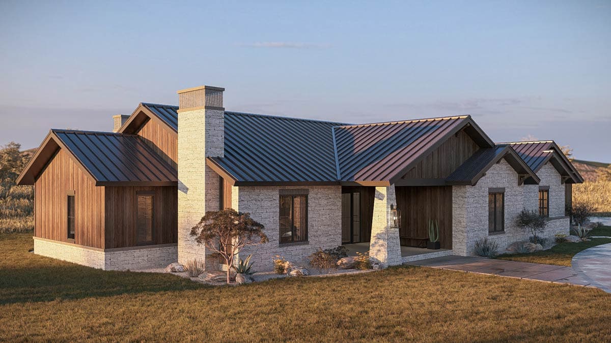 Plan 623657DJ: Hill Country House Plan with 3 Bedrooms and 3-Car Garage - Image #4 - Hill Country, New American