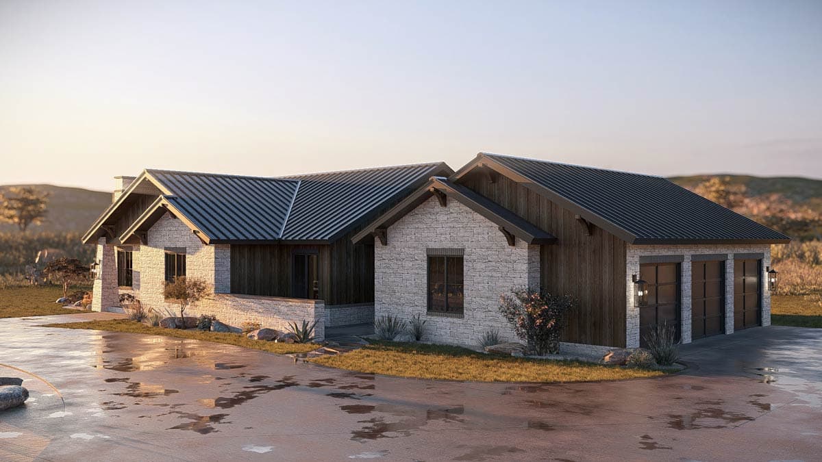 Plan 623657DJ: Hill Country House Plan with 3 Bedrooms and 3-Car Garage - Image #12 - Hill Country, New American