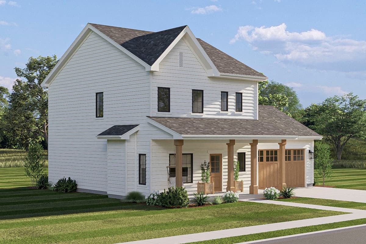 Plan 623658DJ: Two-Story Farmhouse House Plan with Three Bedrooms and Two-Car Garage - Image #4 - Country, Farmhouse, Traditional