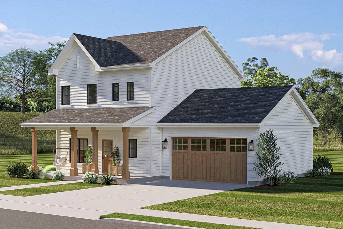 Plan 623658DJ: Two-Story Farmhouse House Plan with Three Bedrooms and Two-Car Garage - Image #5 - Country, Farmhouse, Traditional