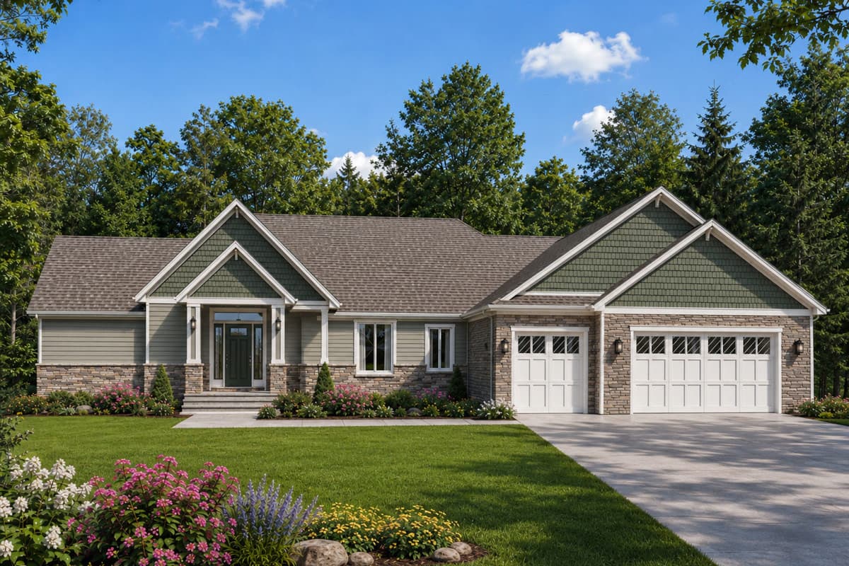 Plan image - 849116PGE:Craftsman Mountain House Plan with 3-Car Garage and Private Primary Suite