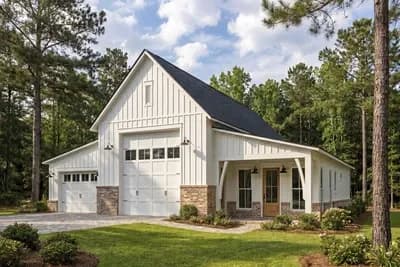 Charming 1-Bedroom Farmhouse Garage Plan with 630 Sq Ft and RV Garage