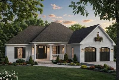 Country Cottage House Plan with Three Bedrooms and Two Baths