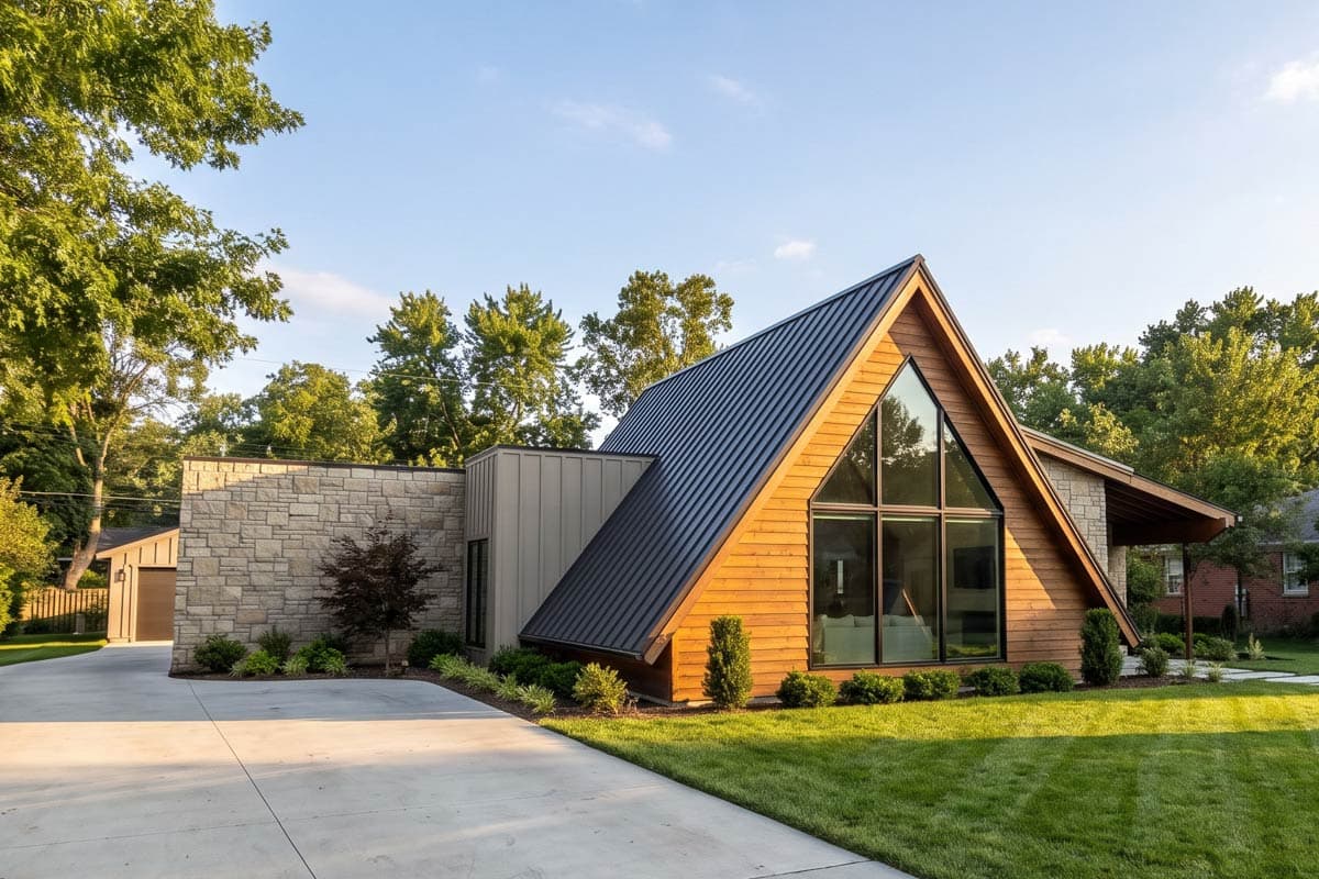 Modern A-Frame House Plan with 3 Bedrooms and Attached Garage