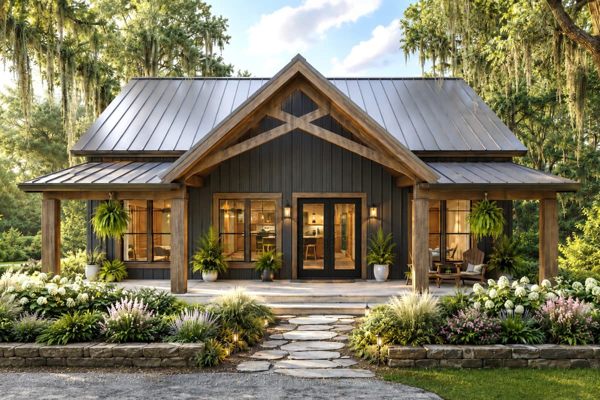 Modern Farmhouse Barndominium House Plan with Two Bedrooms