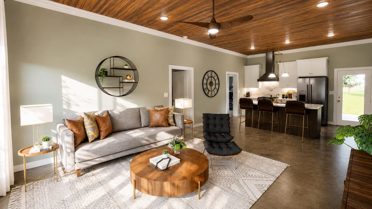Plan 25087DH: Modern Farmhouse Barndominium House Plan with Two Bedrooms - Image #3 - Barndominium, Modern Farmhouse, New American