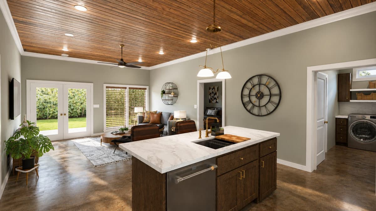 Plan 25087DH: Modern Farmhouse Barndominium House Plan with Two Bedrooms - Image #5 - Barndominium, Modern Farmhouse, New American