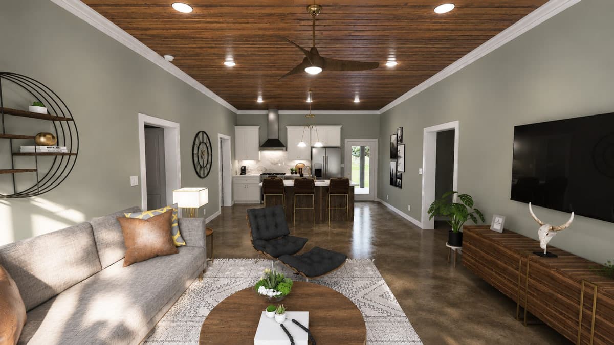 Plan 25087DH: Modern Farmhouse Barndominium House Plan with Two Bedrooms - Image #4 - Barndominium, Modern Farmhouse, New American