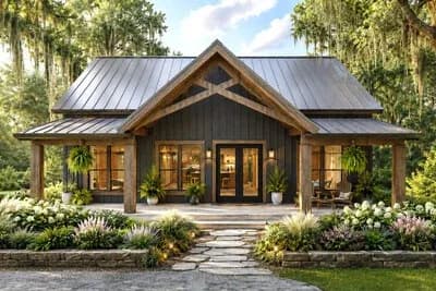 Modern Farmhouse Barndominium House Plan with Two Bedrooms