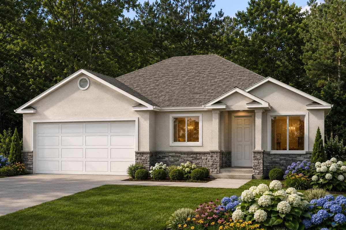 Plan image - 849118PGE:Traditional Three Bedroom House Plan with Two Car Garage
