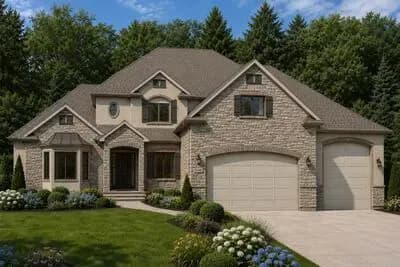 European Style House Plan with Three Car Garage and Five Bedrooms