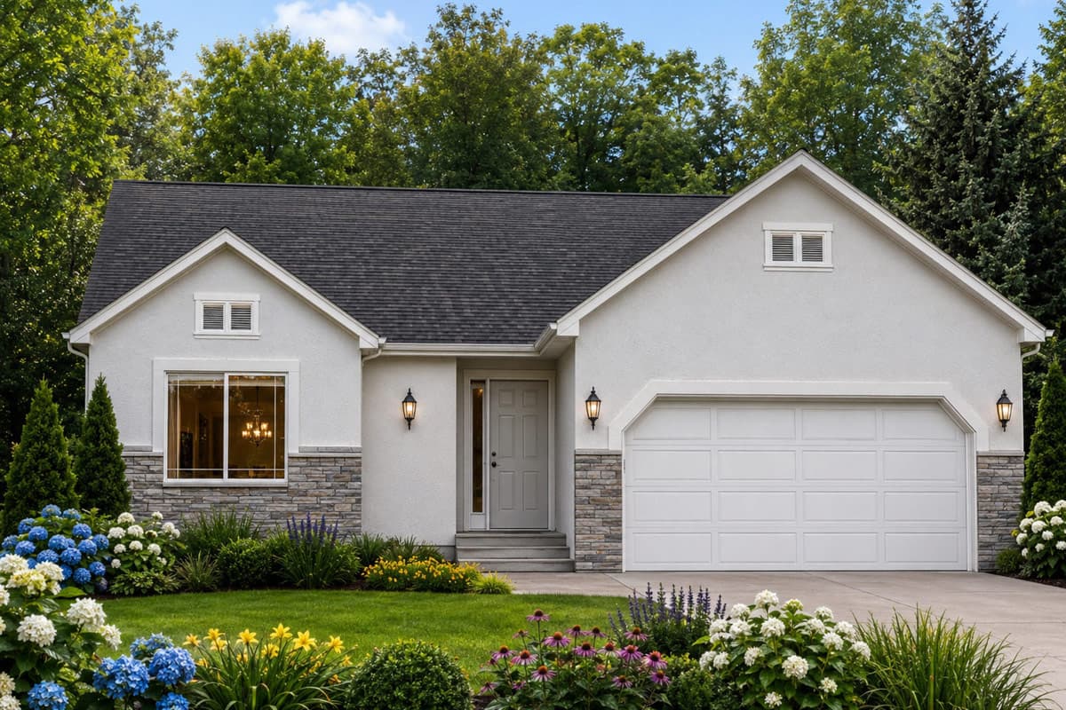 Plan 849120PGE: Charming Three Bedroom Craftsman Ranch House Plan with Two Car Garage - Image #1 - Craftsman, Ranch, Traditional