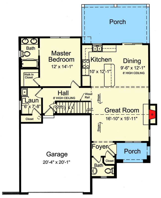 Plan 39180ST: Double Gables - Floor Plan - Main Level - Cottage, Craftsman, Traditional