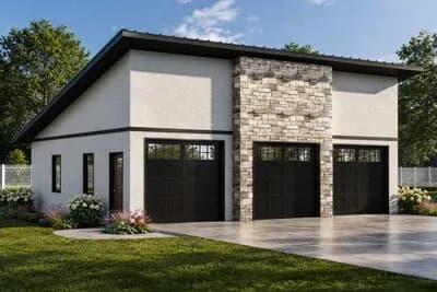 Modern Three Car Garage House Plan with Sleek Exterior Design