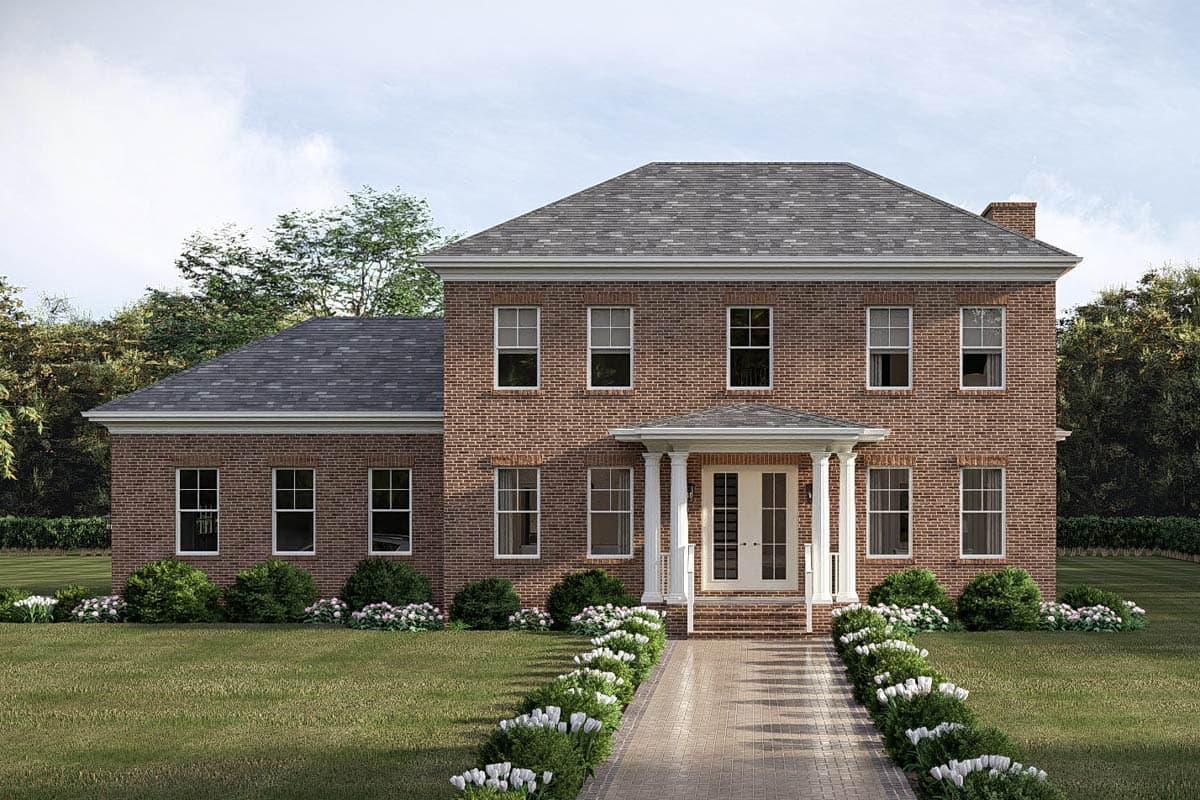 Plan 623659DJ: Classic Colonial House Plan with Three Bedrooms and Two-Car Garage - Image #4 - Colonial, Traditional