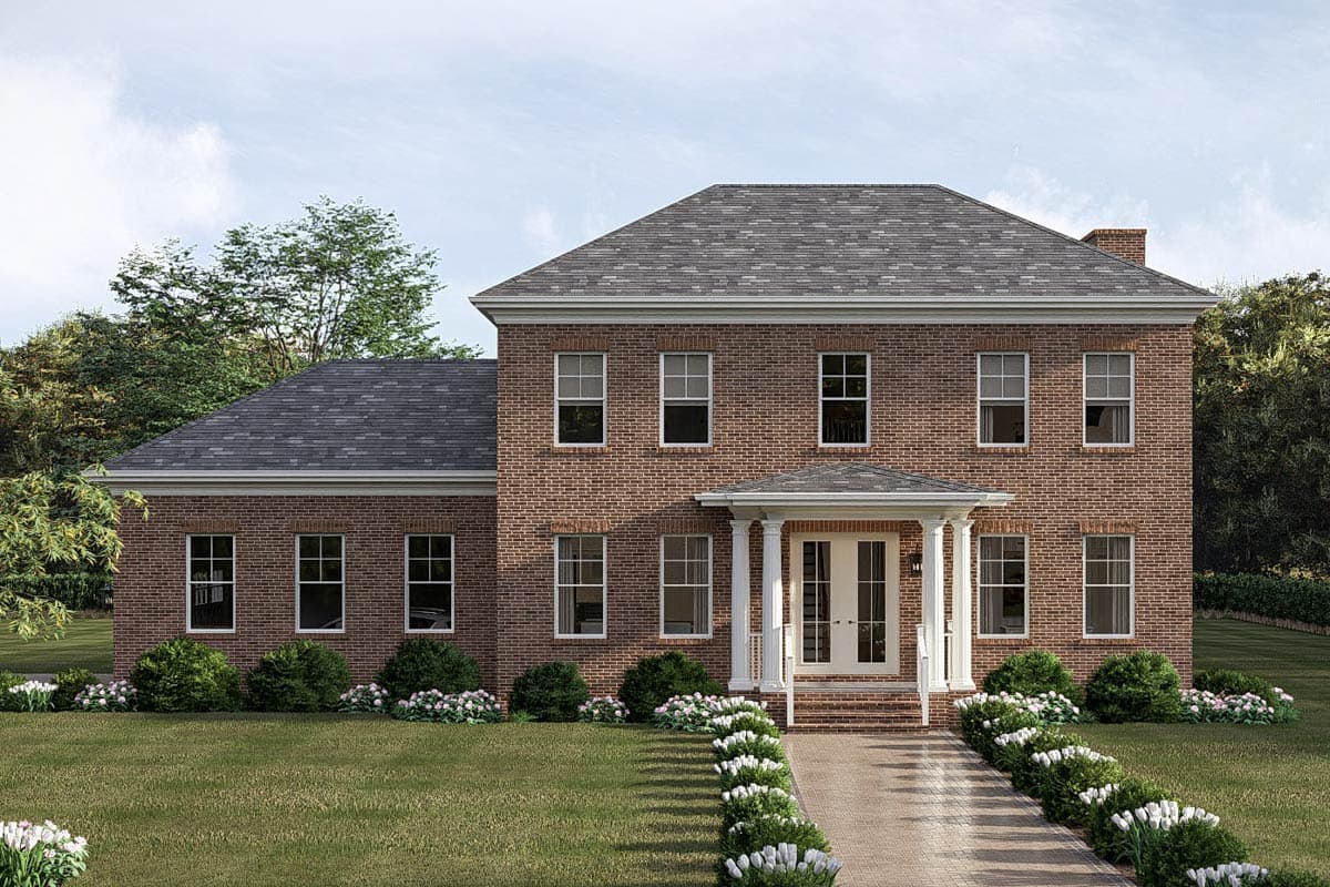 Plan 623659DJ: Classic Colonial House Plan with Three Bedrooms and Two-Car Garage - Image #3 - Colonial, Traditional