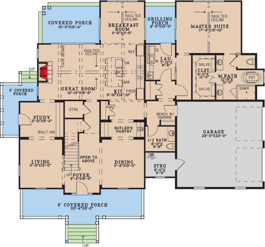 Plan 70981MK: Modern Farmhouse House Plan with 3 Bedrooms and Vaulted Great Room - Floor Plan - Image #2 - Farmhouse, Modern Farmhouse, New American