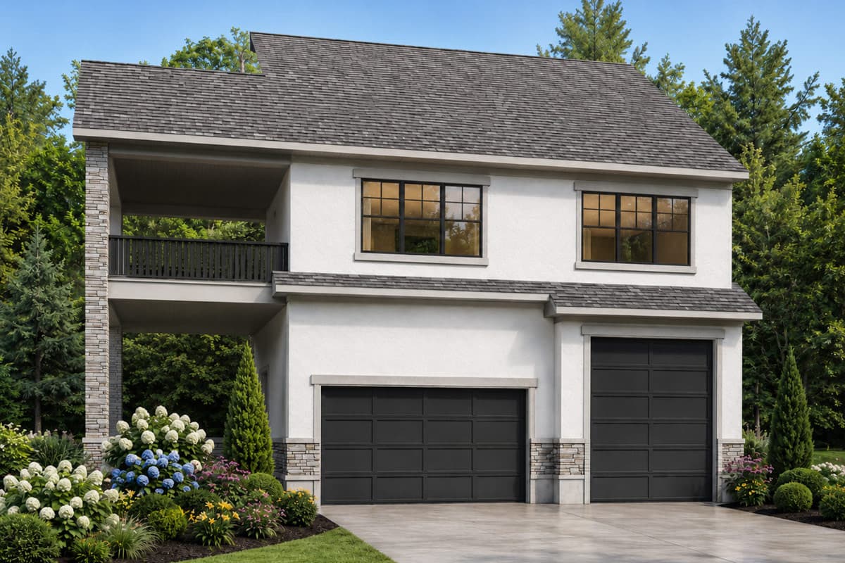 Plan image - 849121PGE:Traditional Lake Front Plan with Three-Car Garage and Upper Balcony