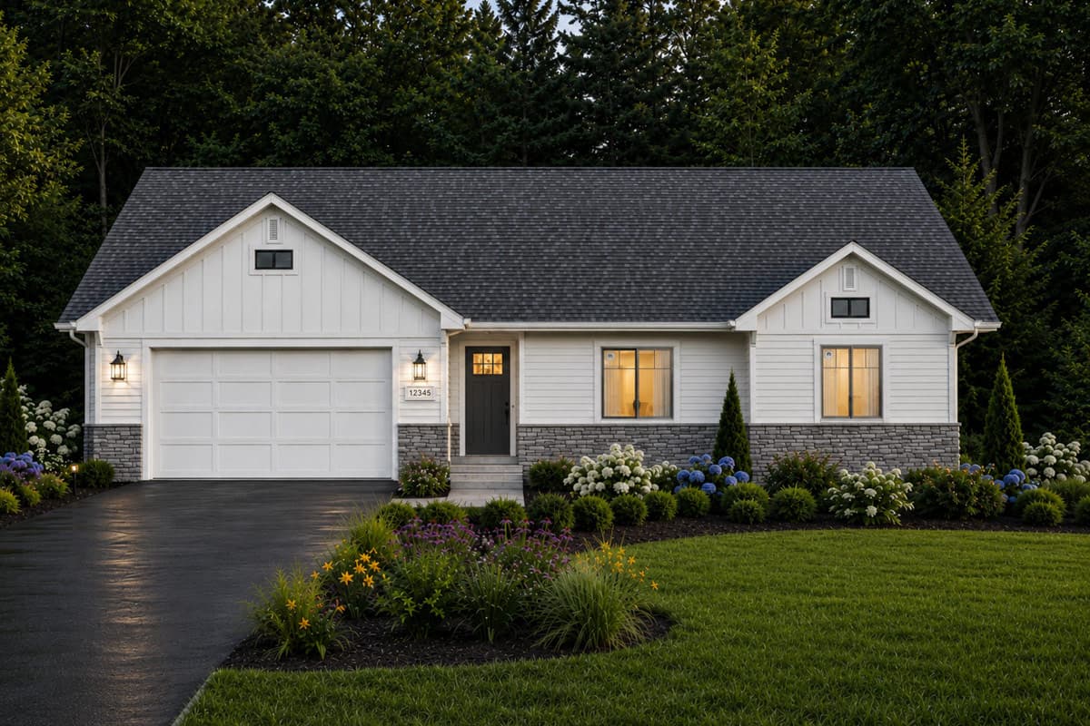 Plan image - 849126PGE:Three Bedroom Craftsman House Plan with Two Car Garage