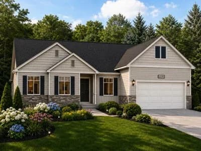 Craftsman House Plan with Three Bedrooms and Two-Car Garage