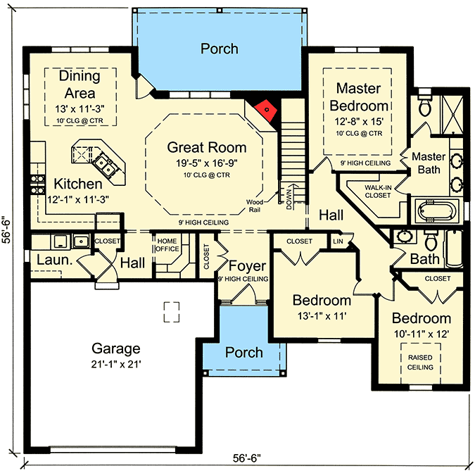 Plan 39190ST: One-Level 3 Bedroom Home Plan - Floor Plan - Main Level - European, Ranch