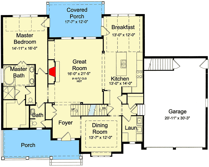Plan 39193ST: Master Suite with Covered Porch Access - Floor Plan - Main Level - Country, Traditional