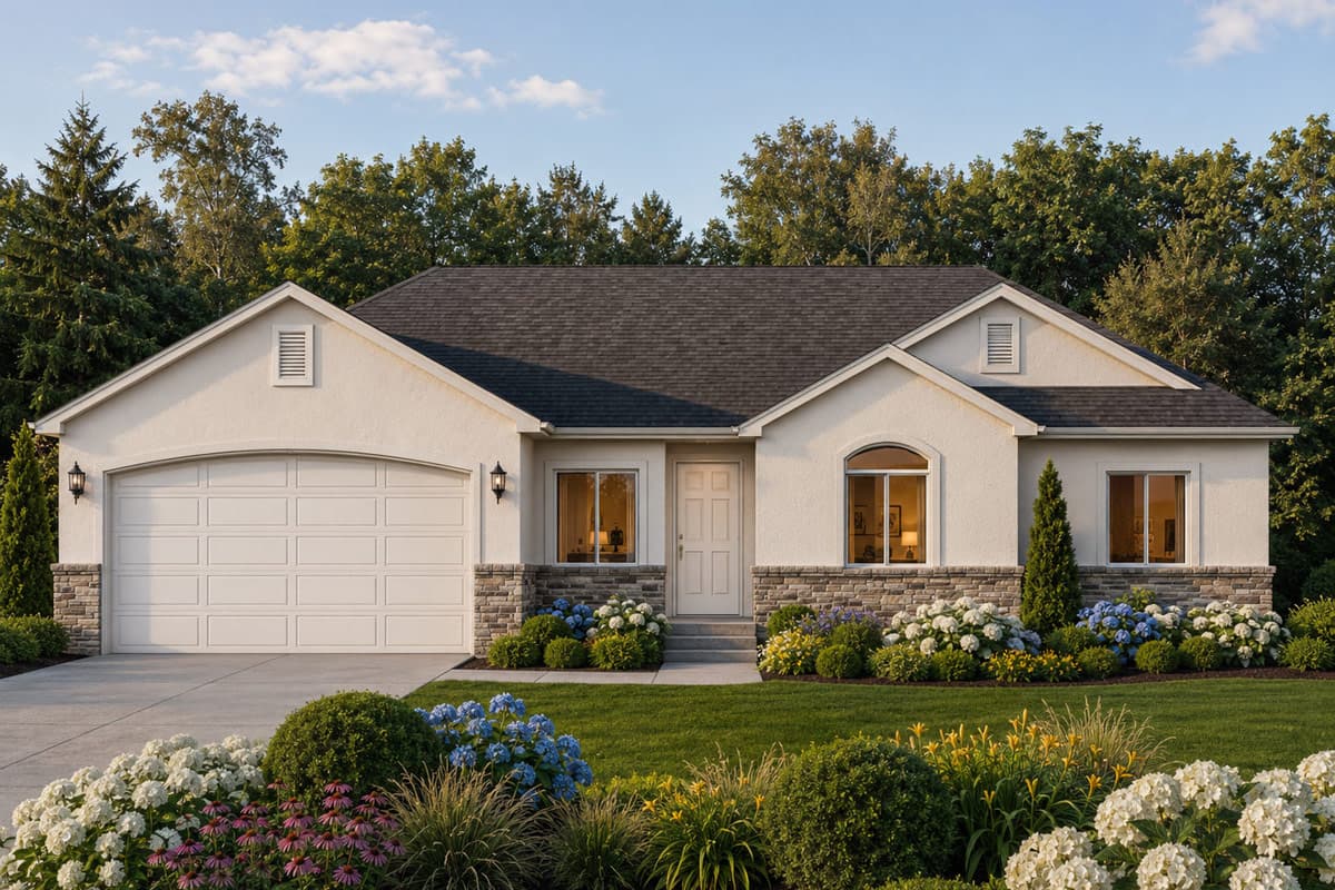 Plan image - 849131PGE:Three Bedroom Traditional House Plan with Two Car Garage