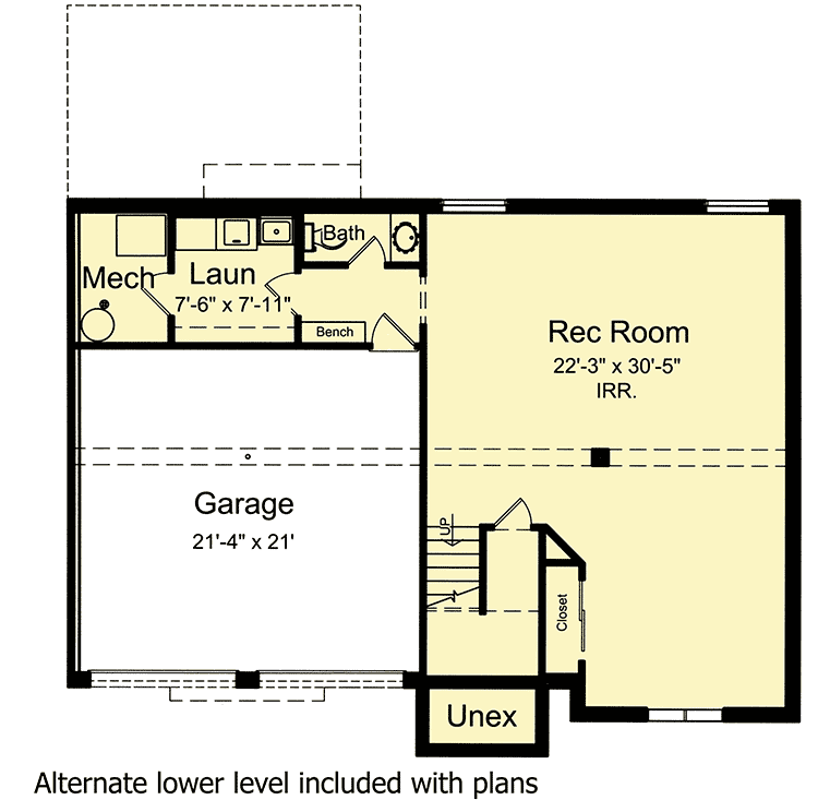 Plan 39197ST: Bi-Level Home Plan - 1389 Sq Ft - Floor Plan - Optional