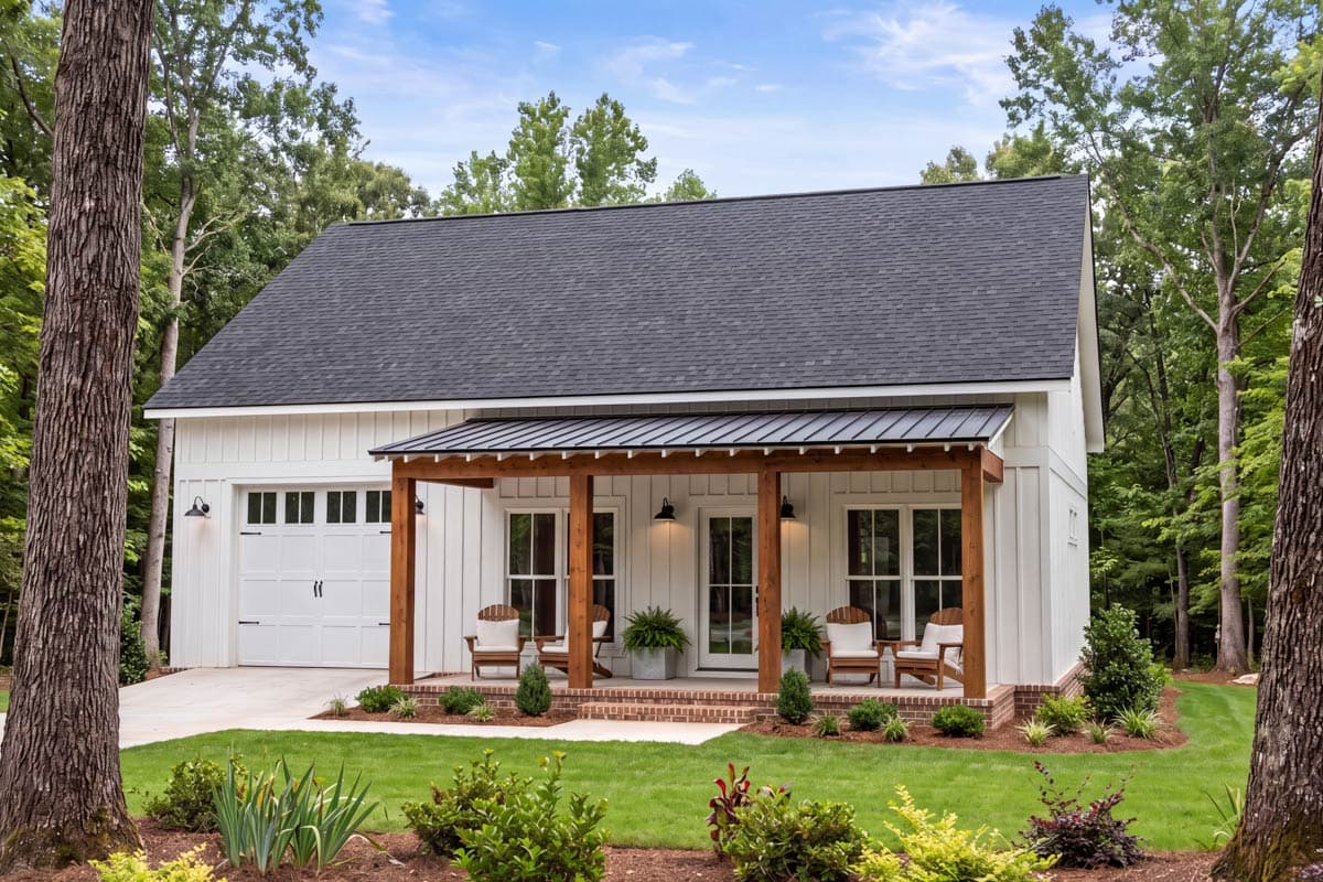Plan image - 52053HZ:Charming Two-Bedroom Barndominium House Plan with Attached Tandem Garage