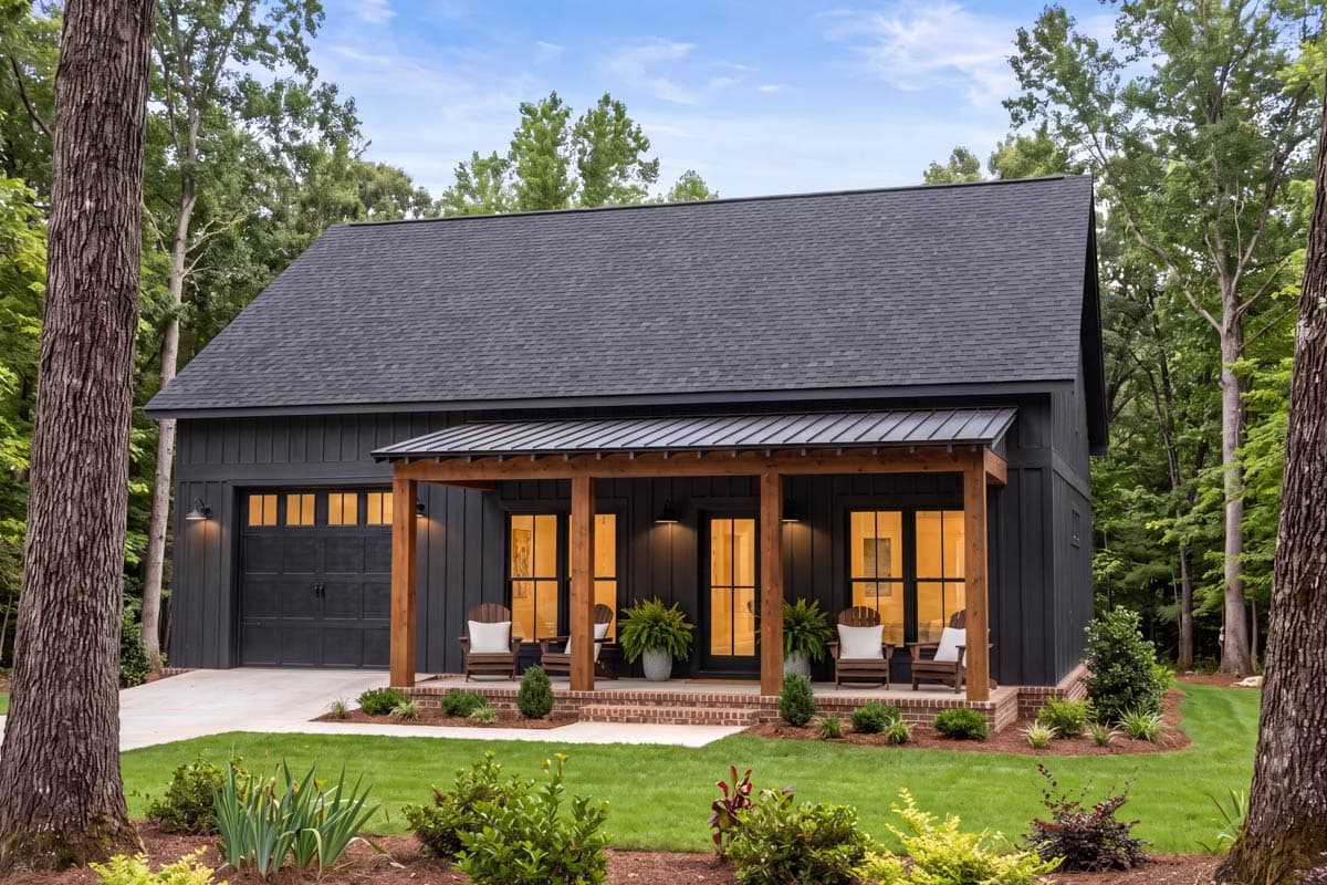 Plan 52053HZ: Charming Two-Bedroom Barndominium House Plan with Attached Tandem Garage - Image #3 - Barndominium, Country, Southern