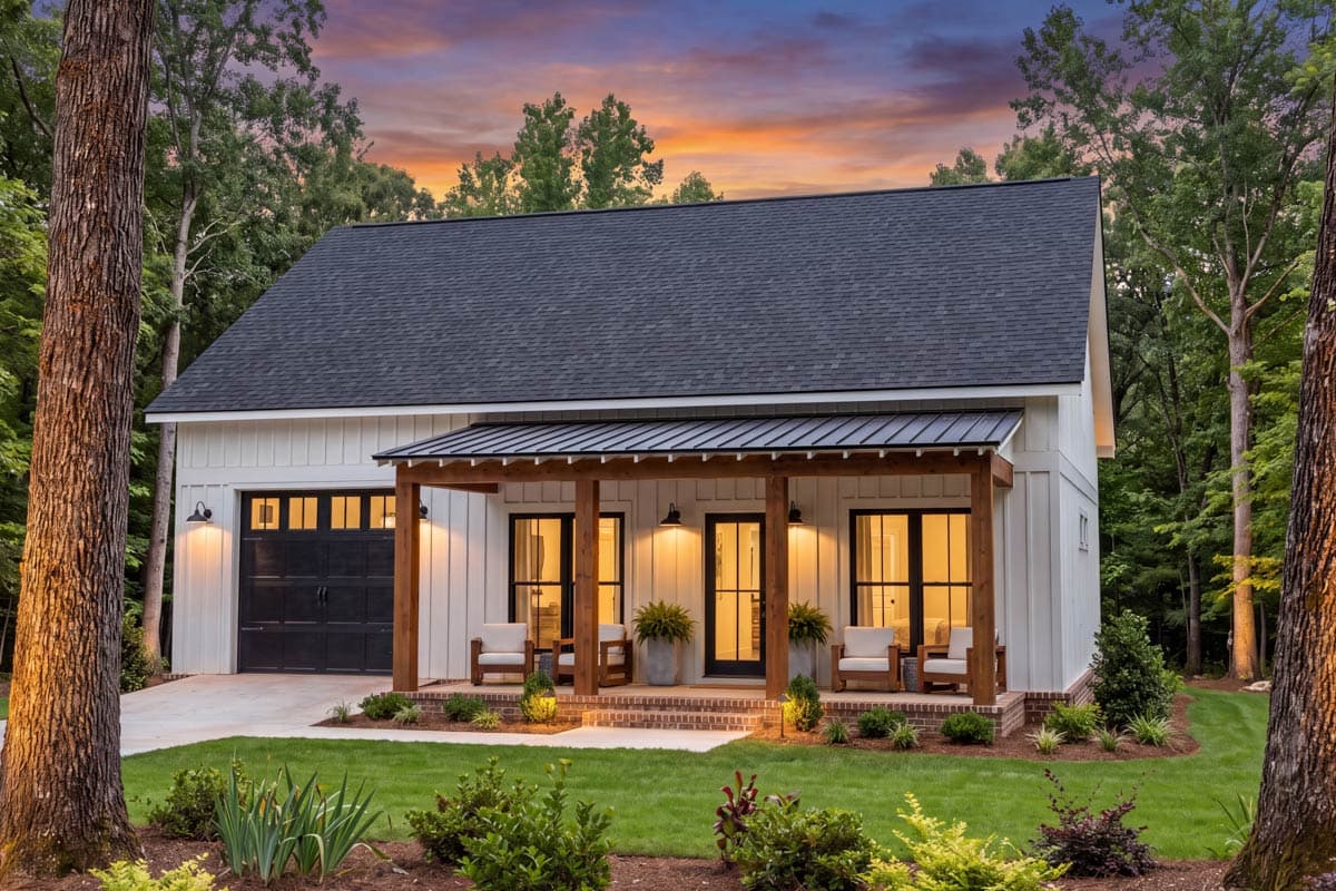 Plan 52053HZ: Charming Two-Bedroom Barndominium House Plan with Attached Tandem Garage - Image #4 - Barndominium, Country, Southern