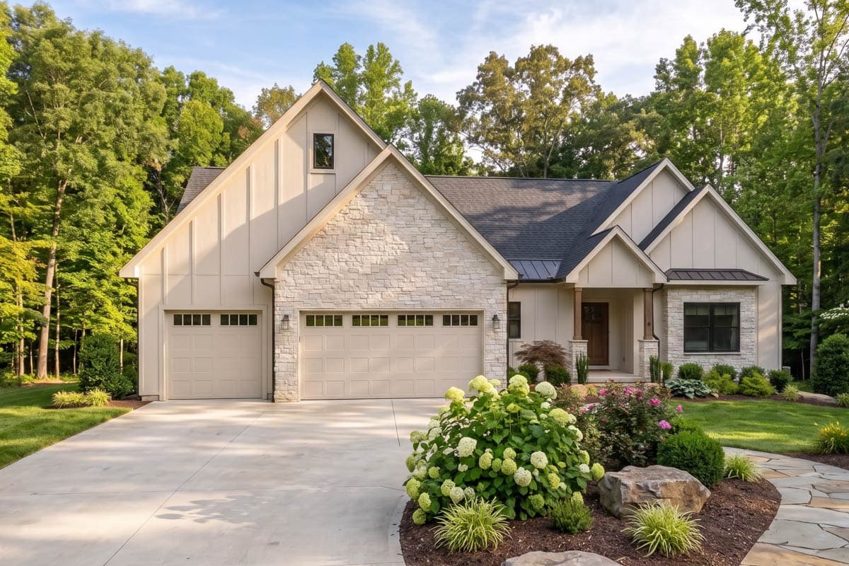Plan 600023PDZ: Modern Farmhouse House Plan with Three-Car Garage and Split Bedrooms - Image #2 - Country, Craftsman, Modern Farmhouse, New American, Traditional