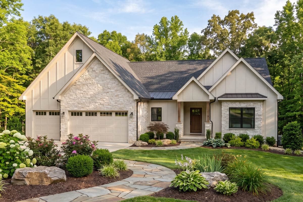 Plan image - 600023PDZ:Modern Farmhouse House Plan with Three-Car Garage and Split Bedrooms